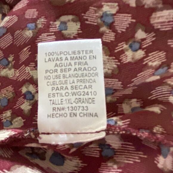 Umgee Dress Womens 1XL Burgandy Wine Baby Doll Long Sleeve Short Boho Chic - Picture 12 of 12